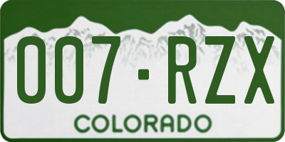 CO license plate 007RZX