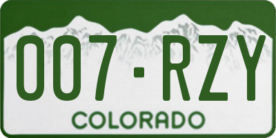 CO license plate 007RZY