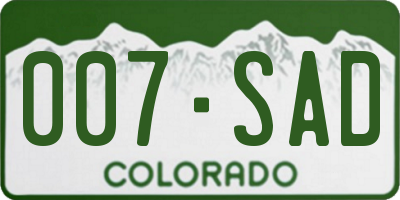 CO license plate 007SAD