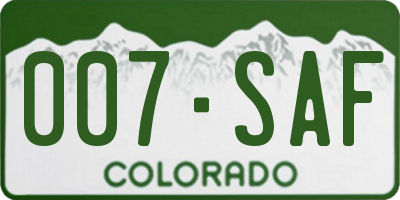CO license plate 007SAF