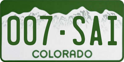 CO license plate 007SAI