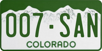 CO license plate 007SAN