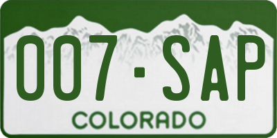 CO license plate 007SAP