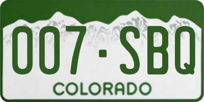 CO license plate 007SBQ
