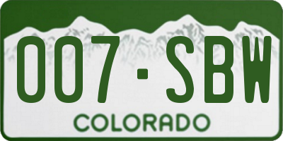 CO license plate 007SBW