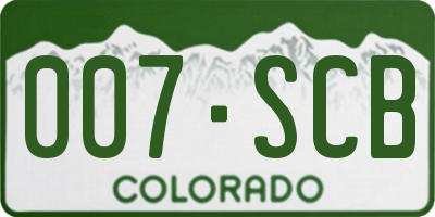 CO license plate 007SCB