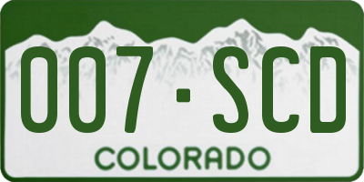CO license plate 007SCD