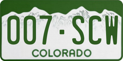 CO license plate 007SCW