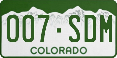 CO license plate 007SDM