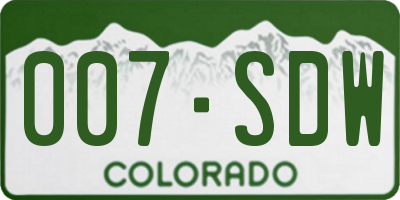 CO license plate 007SDW