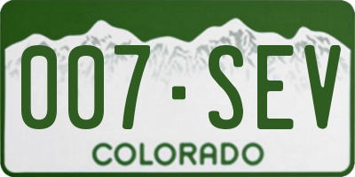 CO license plate 007SEV