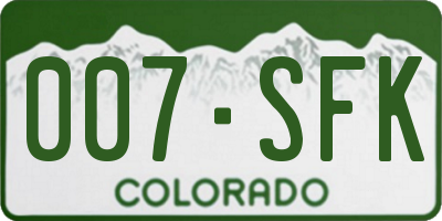 CO license plate 007SFK