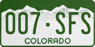 CO license plate 007SFS