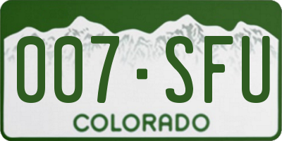 CO license plate 007SFU