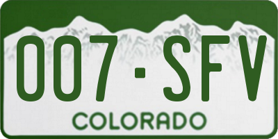 CO license plate 007SFV