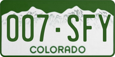 CO license plate 007SFY