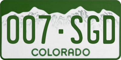 CO license plate 007SGD