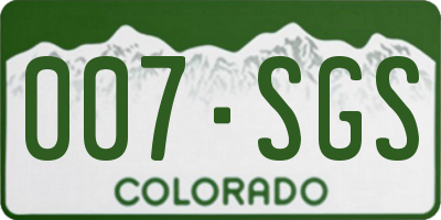 CO license plate 007SGS