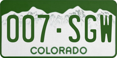 CO license plate 007SGW