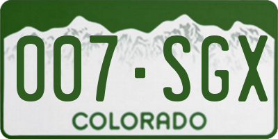 CO license plate 007SGX