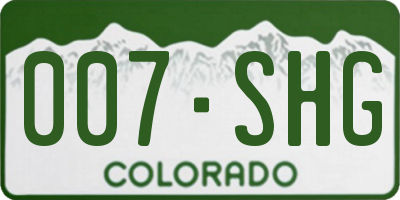 CO license plate 007SHG