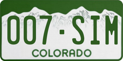 CO license plate 007SIM