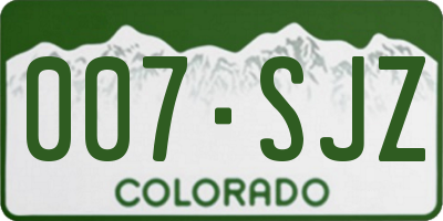 CO license plate 007SJZ