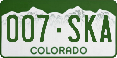 CO license plate 007SKA