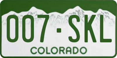 CO license plate 007SKL