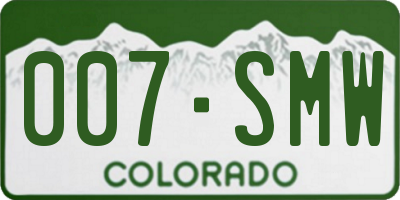 CO license plate 007SMW