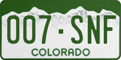 CO license plate 007SNF
