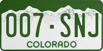 CO license plate 007SNJ
