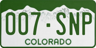 CO license plate 007SNP