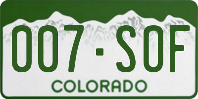CO license plate 007SOF