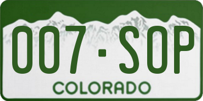 CO license plate 007SOP