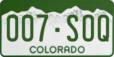 CO license plate 007SOQ