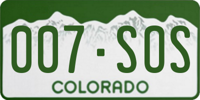 CO license plate 007SOS
