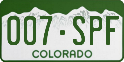 CO license plate 007SPF
