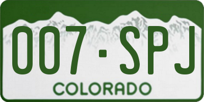CO license plate 007SPJ