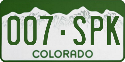 CO license plate 007SPK