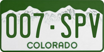 CO license plate 007SPV