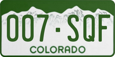 CO license plate 007SQF