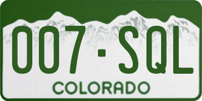 CO license plate 007SQL