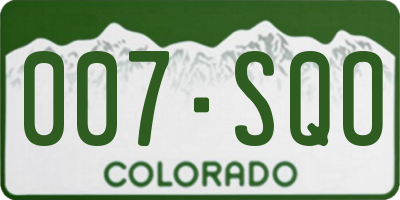 CO license plate 007SQO