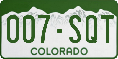 CO license plate 007SQT