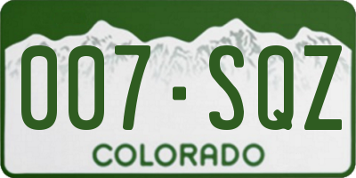 CO license plate 007SQZ