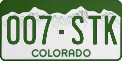 CO license plate 007STK
