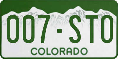 CO license plate 007STO