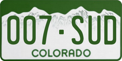 CO license plate 007SUD