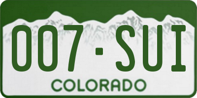 CO license plate 007SUI